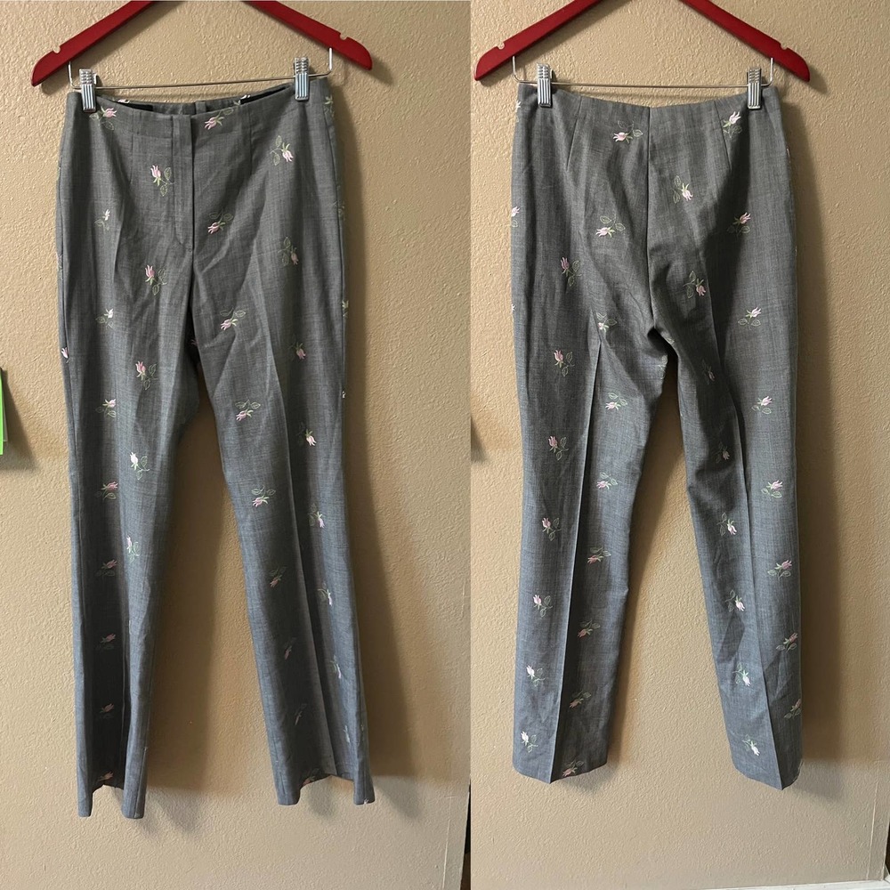 Escada gray floral pant suit from 2012 spring season